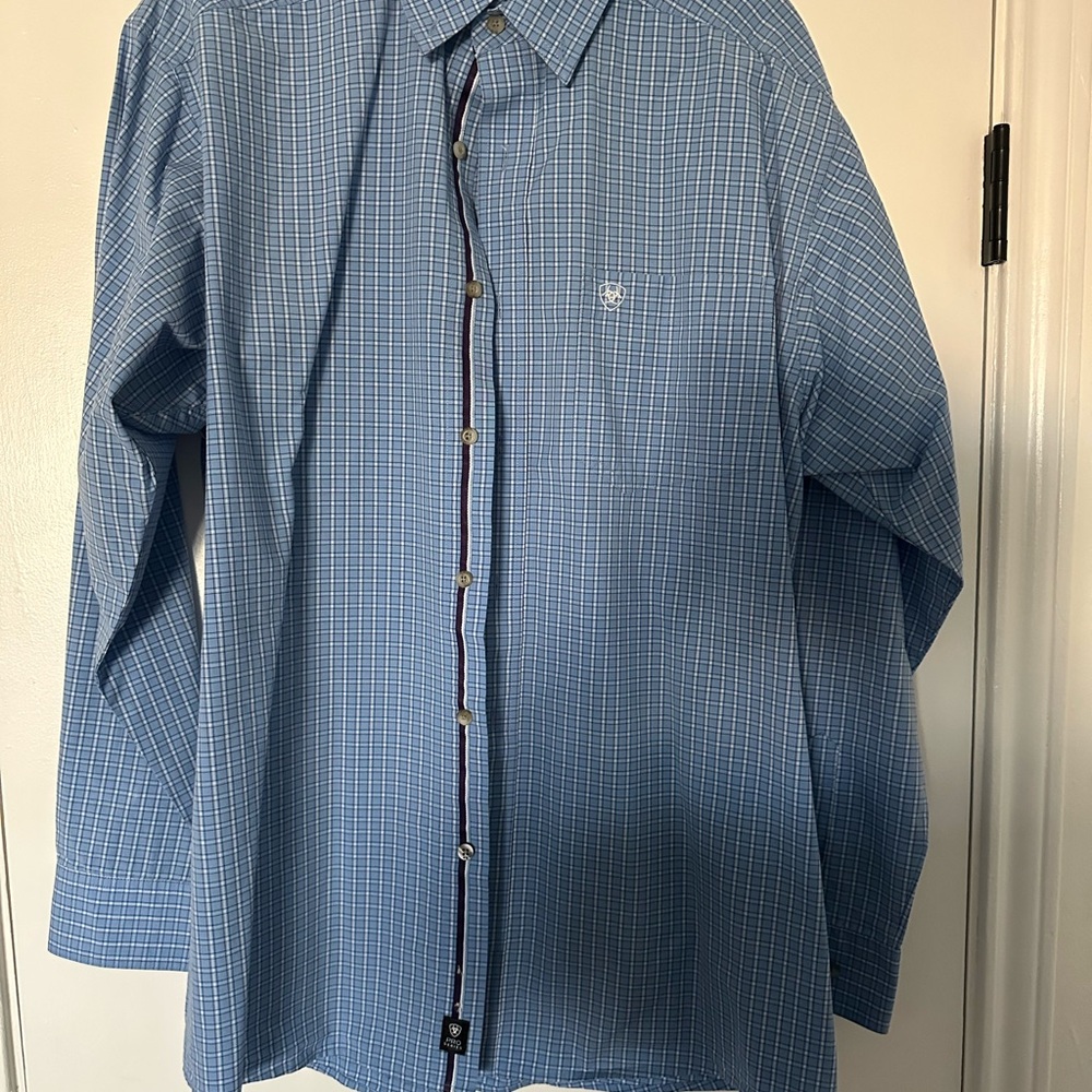 Ariat Men's Blue Plaid Button Down Shirt